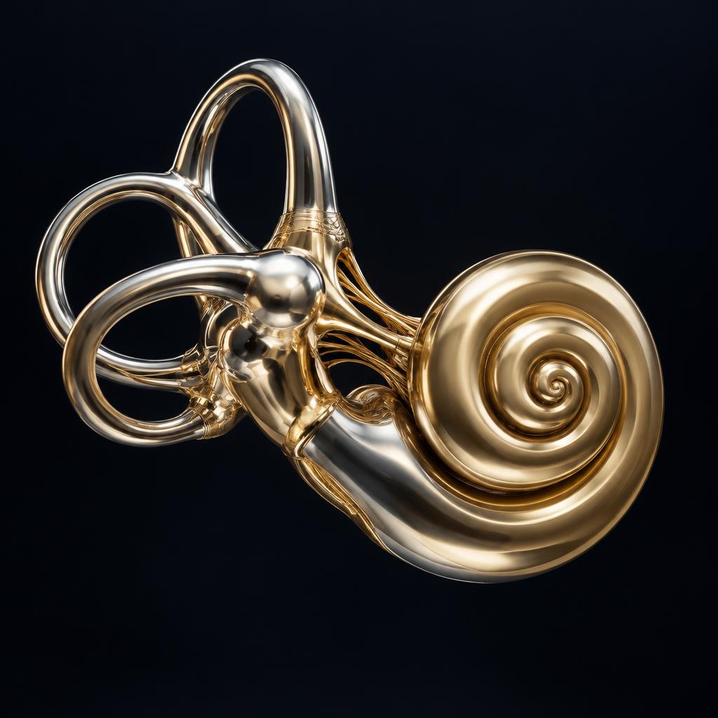 Cochlée sculptée en chrome et or